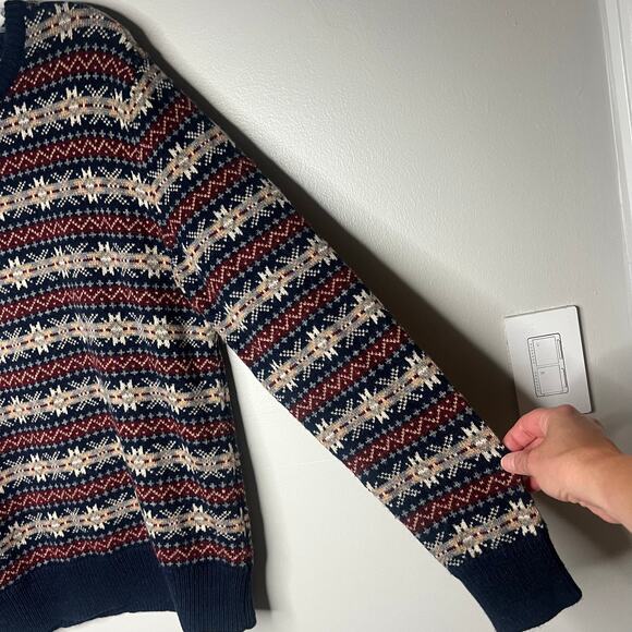 J.Crew Mens Lambswool Fair Isle Sweater Sz S Crew-Neck Preppy Fisherman Holiday - Picture 5 of 11
